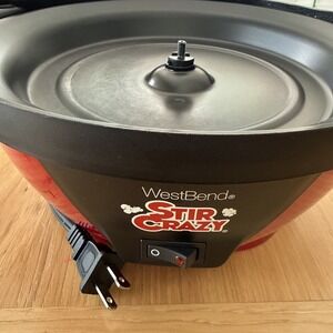 West Bend Stir Crazy 6 Quart Popcorn Maker Corn Popper 82505 Base & Power Cable